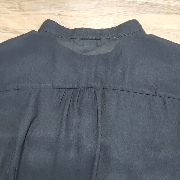 🔹️H&M Black Mandarin Neck Button-up Blouse w/Pockets Size 10 - Picture 4 of 11